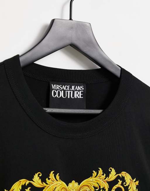 Versace Jeans Couture Schwarzes T Shirt Mit Barockprint Asos