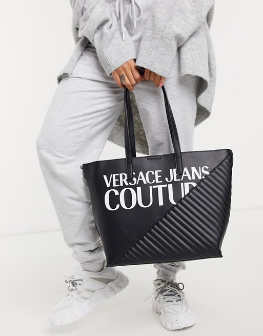 Versace Jeans Couture shopper bag with logo in black