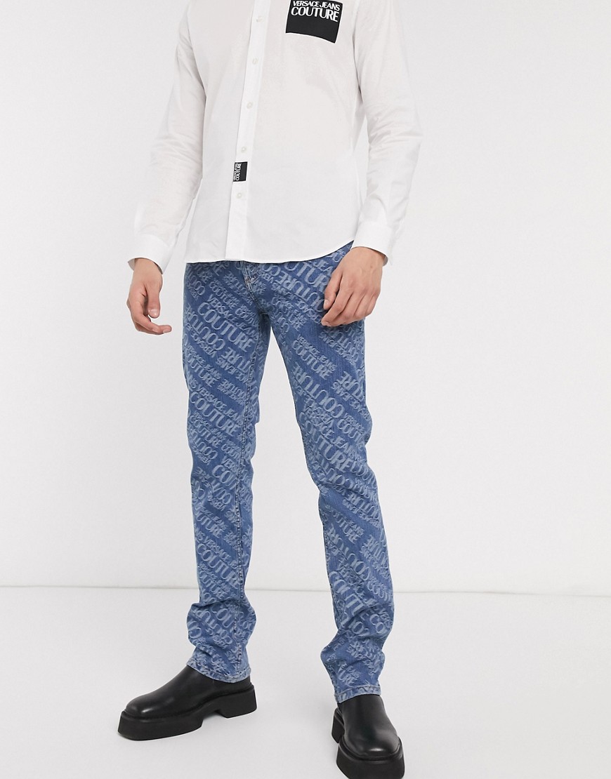 Versace Jeans Couture — Skinny jeans med gennemgående logo-Blå