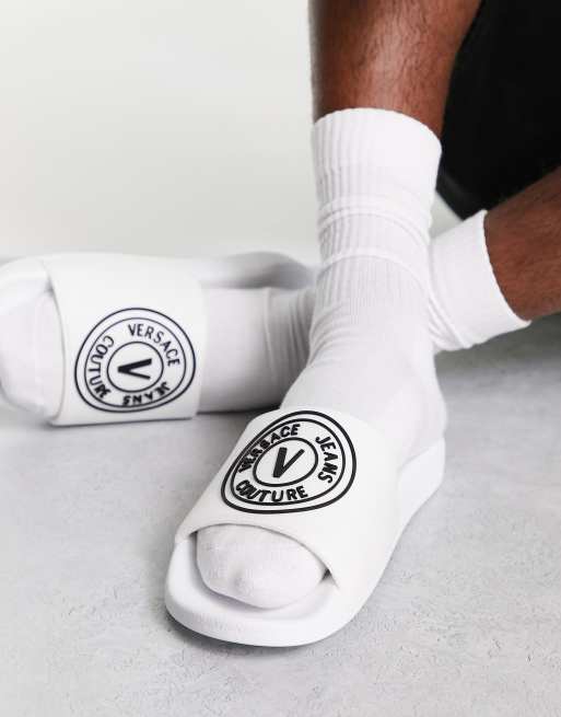 Versace Jeans Couture - Sliders bianche con stemma