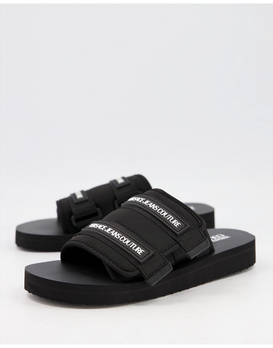 Versace Jeans Couture - Slippers met klittenband in zwart