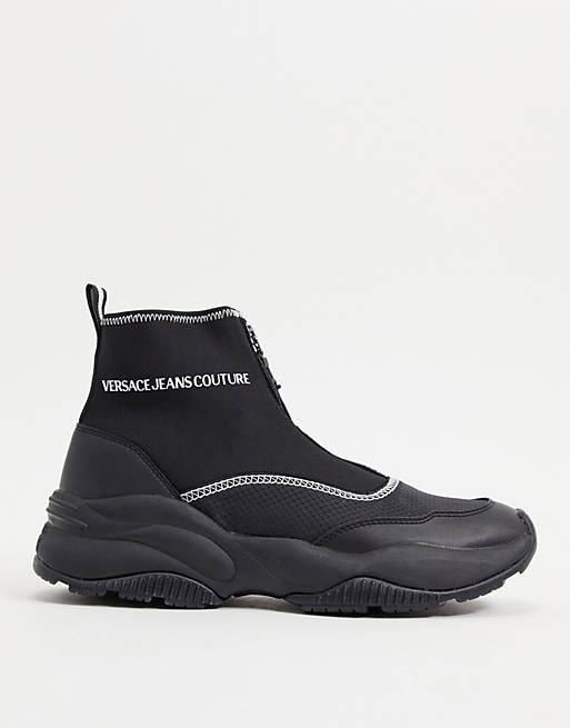 Versace Jeans Couture sock boot with logo in black | ASOS