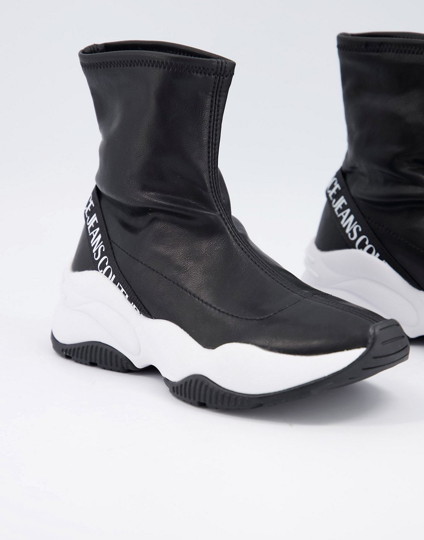 Versace Jeans Couture - Sock sneakers met coating in zwart