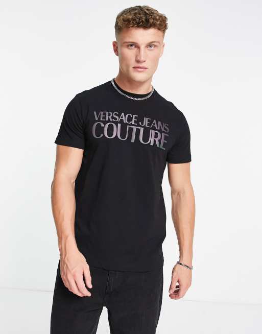 Versace Jeans Couture - Sort T-shirt med gennemgående logoprint