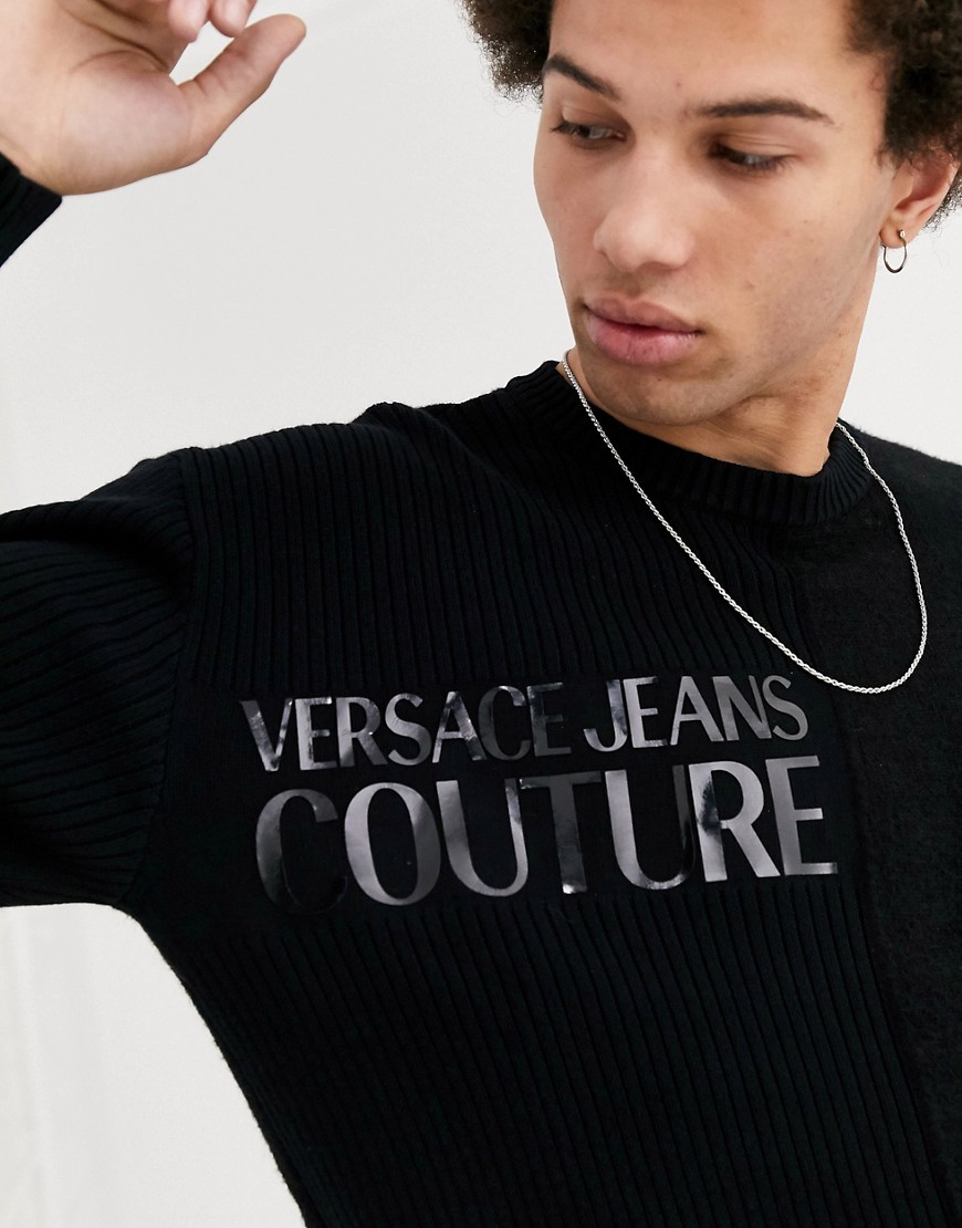 Versace Jeans Couture - Sort trøje med tekniske detaljer