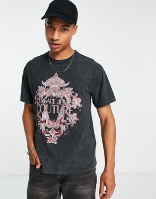 Versace Jeans Couture space crystal logo t-shirt in black