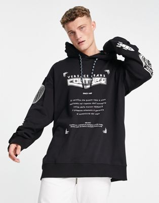 Versace Jeans Couture space warranty hoodie in black
