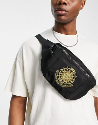 Versace Jeans Couture sun embroidered bum bag in black