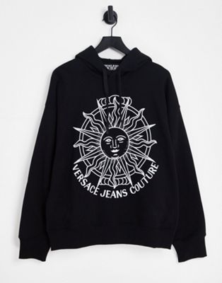 Versace Jeans Couture sun embroidered hoodie in black - ASOS Price Checker