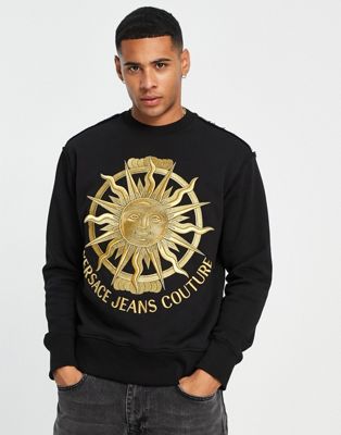 Versace Jeans Couture sun embroidered sweatshirt in black