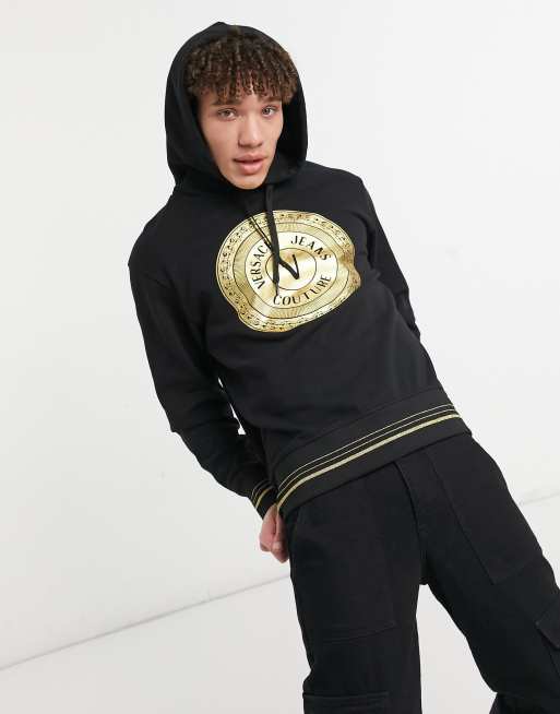 Versace Jeans Couture – Svart huvtröja med emblemlogga, 3 av 4