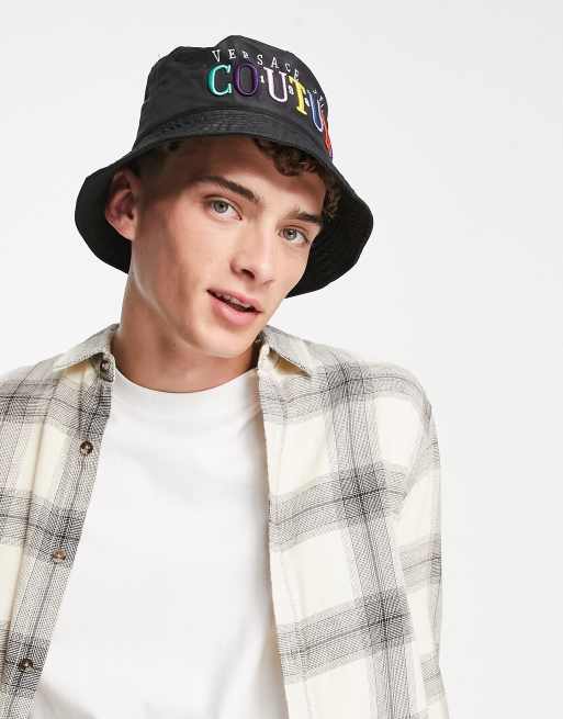 Versace Jeans Couture – Svart solhatt med flerfärgad logga, 4 av 4