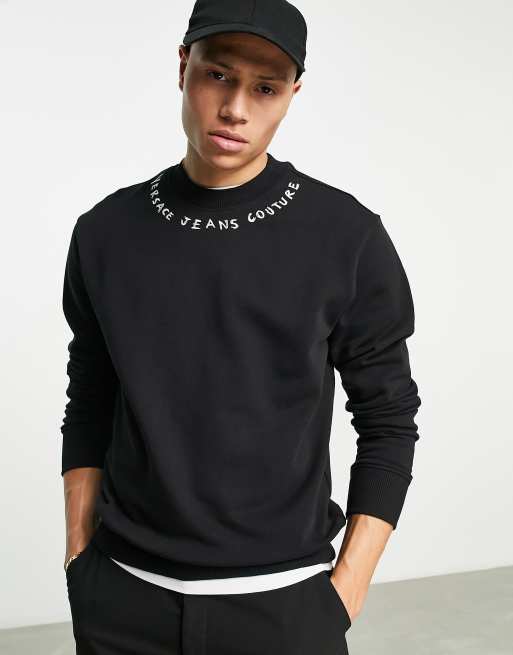 Versace Jeans Couture – Svart sweatshirt med logga runt halsen