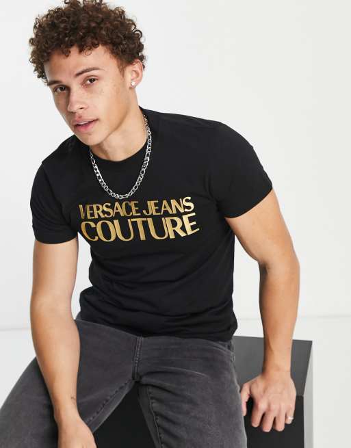 Versace Jeans Couture – Svart t-shirt med guldfärgad logga, 2 av 4