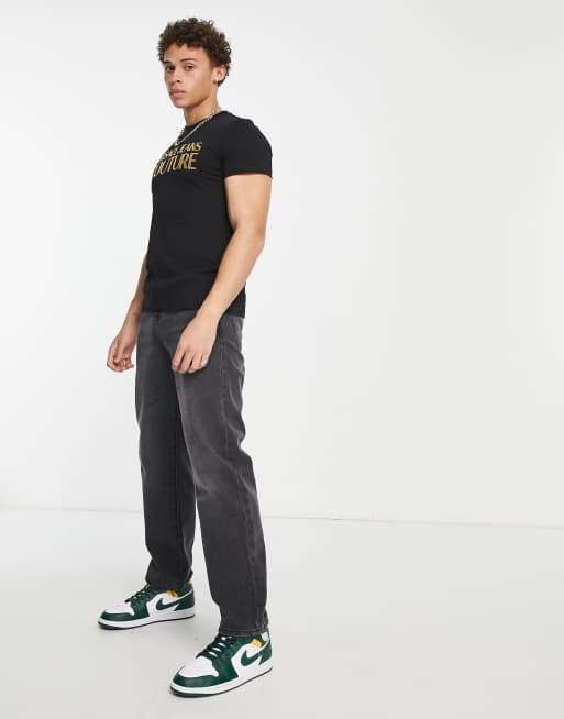 Versace Jeans Couture – Svart t-shirt med guldfärgad logga, 3 av 4