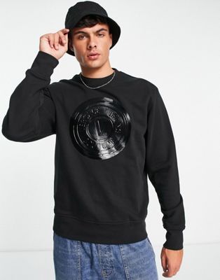 Versace Jeans Couture rubberised emblem sweatshirt in black - ASOS Price Checker