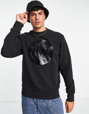 Versace Jeans Couture rubberised emblem sweatshirt in black - ASOS Price Checker