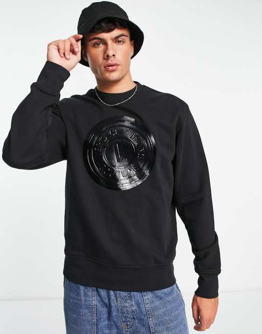Versace Jeans Couture - Sweatshirt met rubberen embleem in zwart