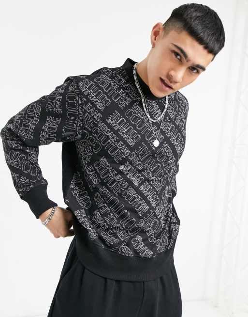 Versace Jeans Couture – Sweatshirt mit durchgängigem Logo in Schwarz,  Kombiteil | ASOS