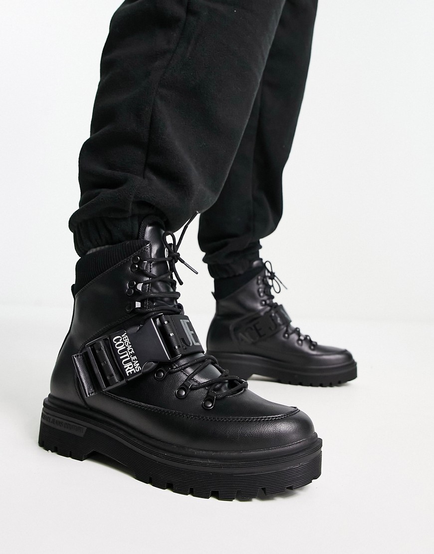 versace jeans couture syrius strap boots in black