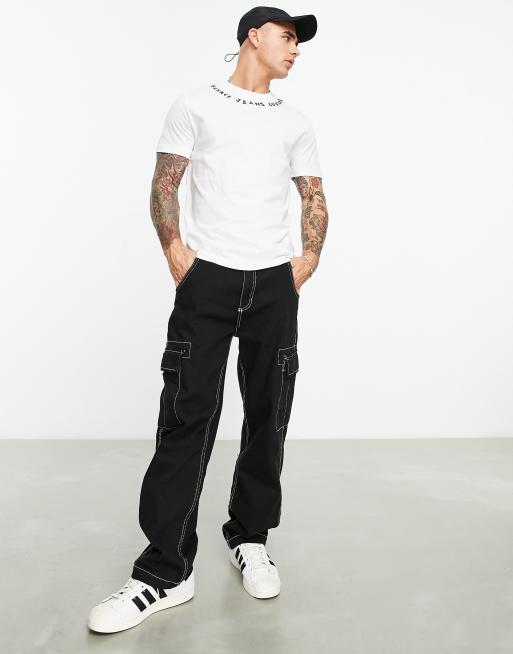 Versace Jeans Couture - T-shirt bianca con logo sul collo, 4 di 4