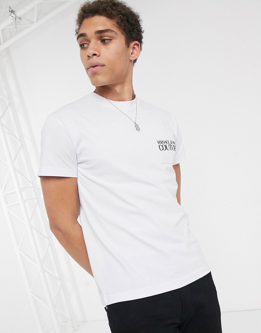 Versace Jeans Couture - T-shirt bianca con logo sul petto-Bianco
