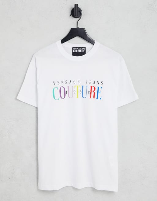 Versace Jeans Couture - T-shirt met geborduurde regenboog in wit