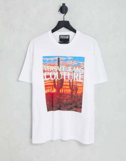 Versace Jeans Couture - T-shirt met vintage verwassen fotoprint in wit
