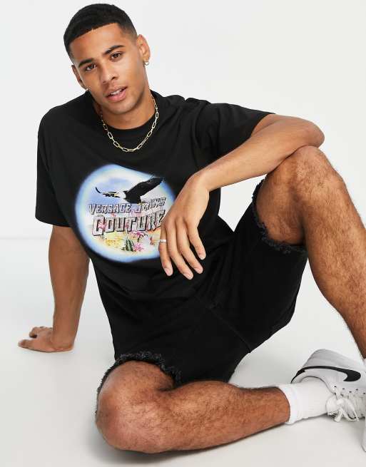 Versace Jeans Couture - T-shirt nera con stampa vintage
