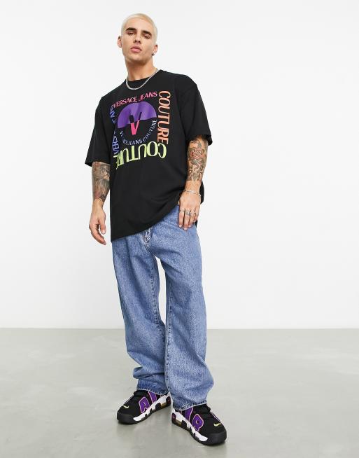 Versace Jeans Couture - T-shirt oversize avec emblème V carré - Noir, 3 de 4