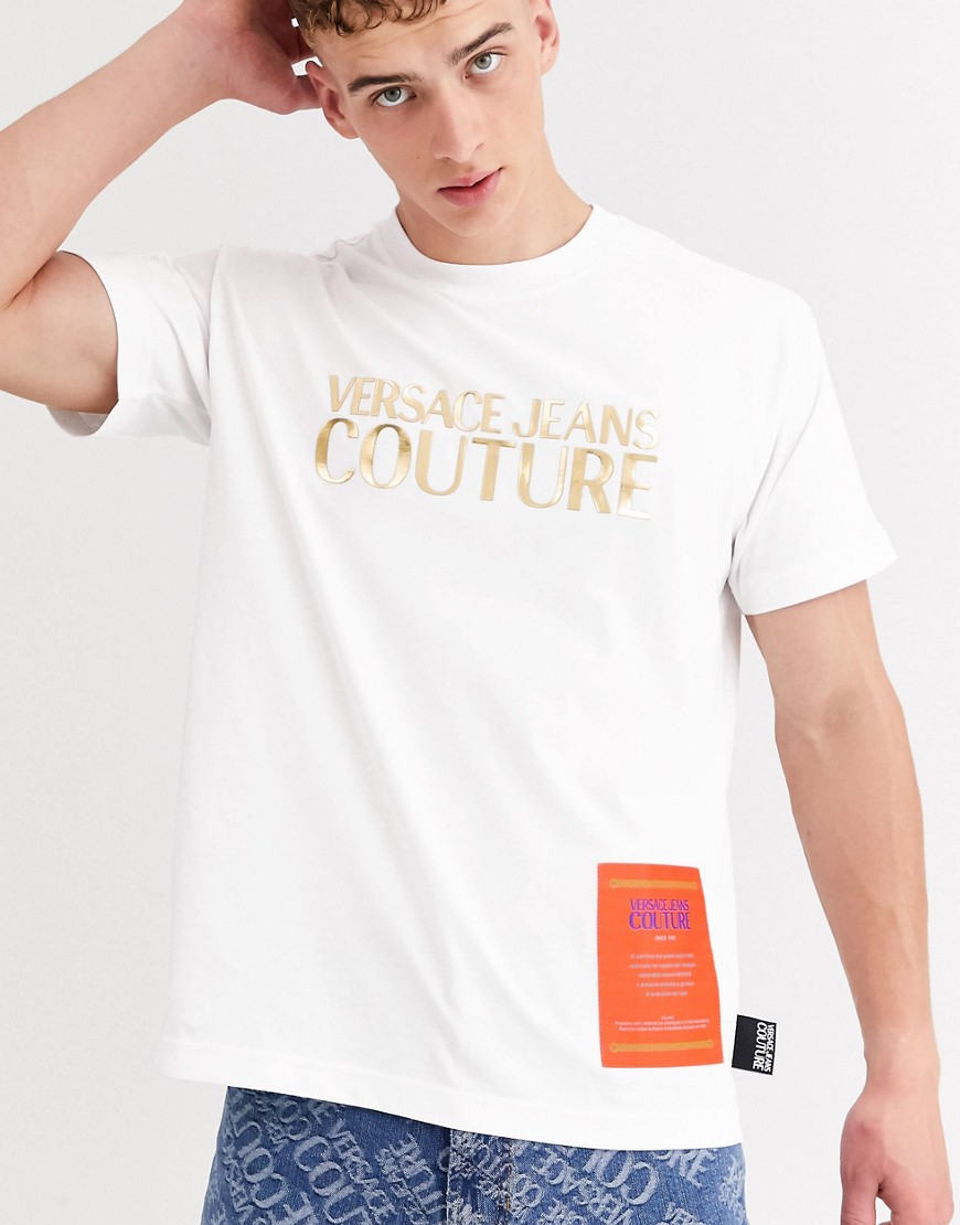 Versace Jeans Couture t-shirt with gold logo in white