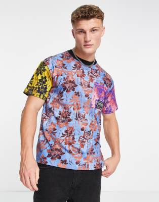 Versace Jeans Couture tapestry oversized t-shirt in blue - ASOS Price Checker