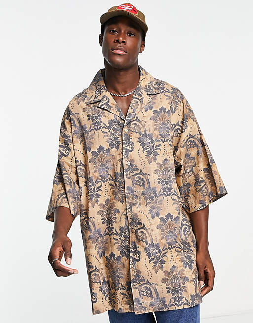 Versace Jeans Couture tapestry shirt in beige