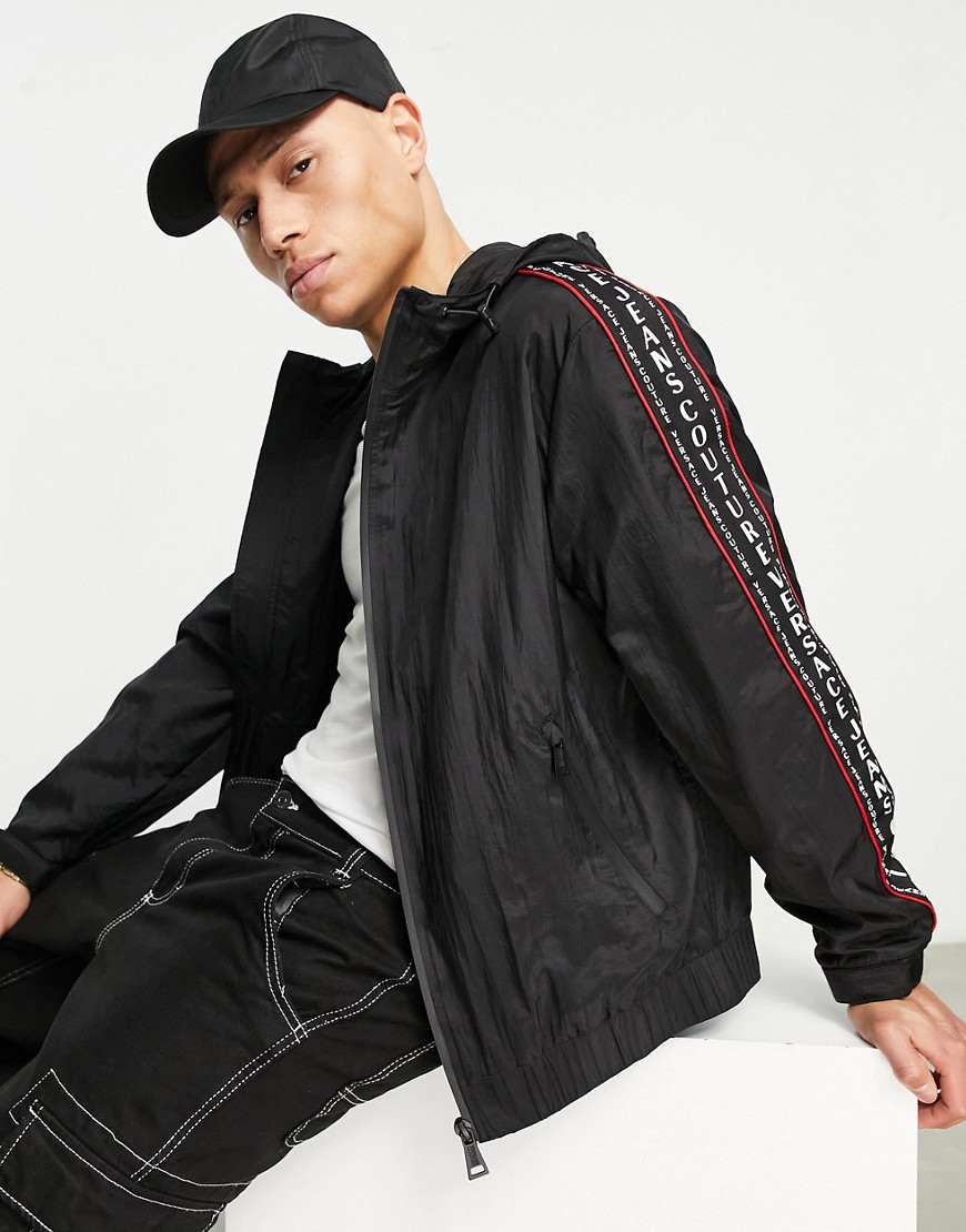 Versace Jeans Couture taping nylon jacket in black