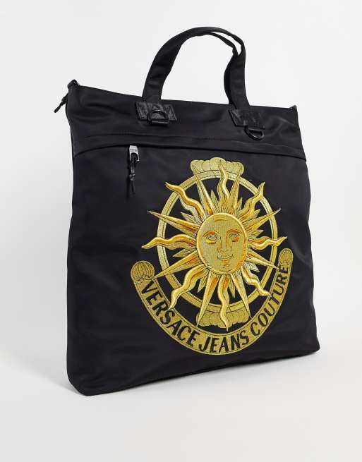 Versace Jeans Couture – Tragetasche in Schwarz mit Sonnenstickerei, 4 von 4