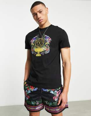 Versace Jeans Couture v emblem garden t-shirt in black