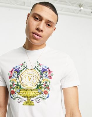 Versace Jeans Couture v emblem garden t-shirt in white