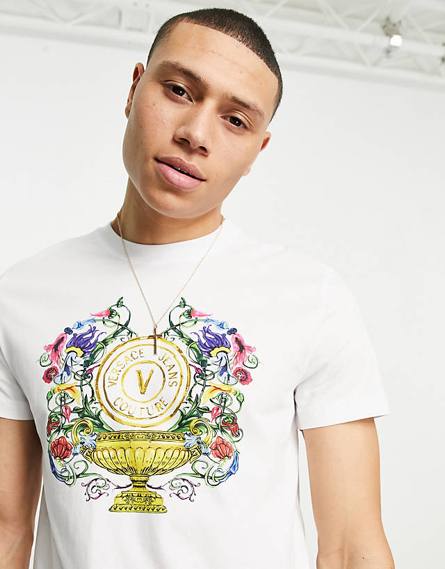 Versace Jeans Couture - v emblem garden t-shirt in white