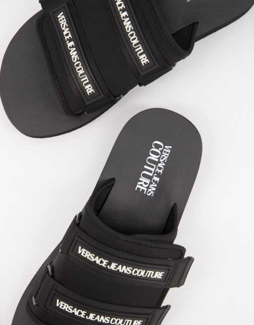 Versace Jeans Couture velcro slides in black