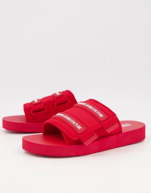 Versace Jeans Couture velcro slides in red