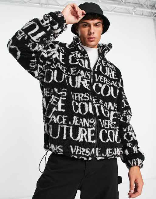 Versace Jeans Couture Veste imitation peau de mouton a logo Noir