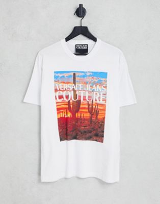 Versace Jeans Couture vintage wash photoprint t-shirt in white