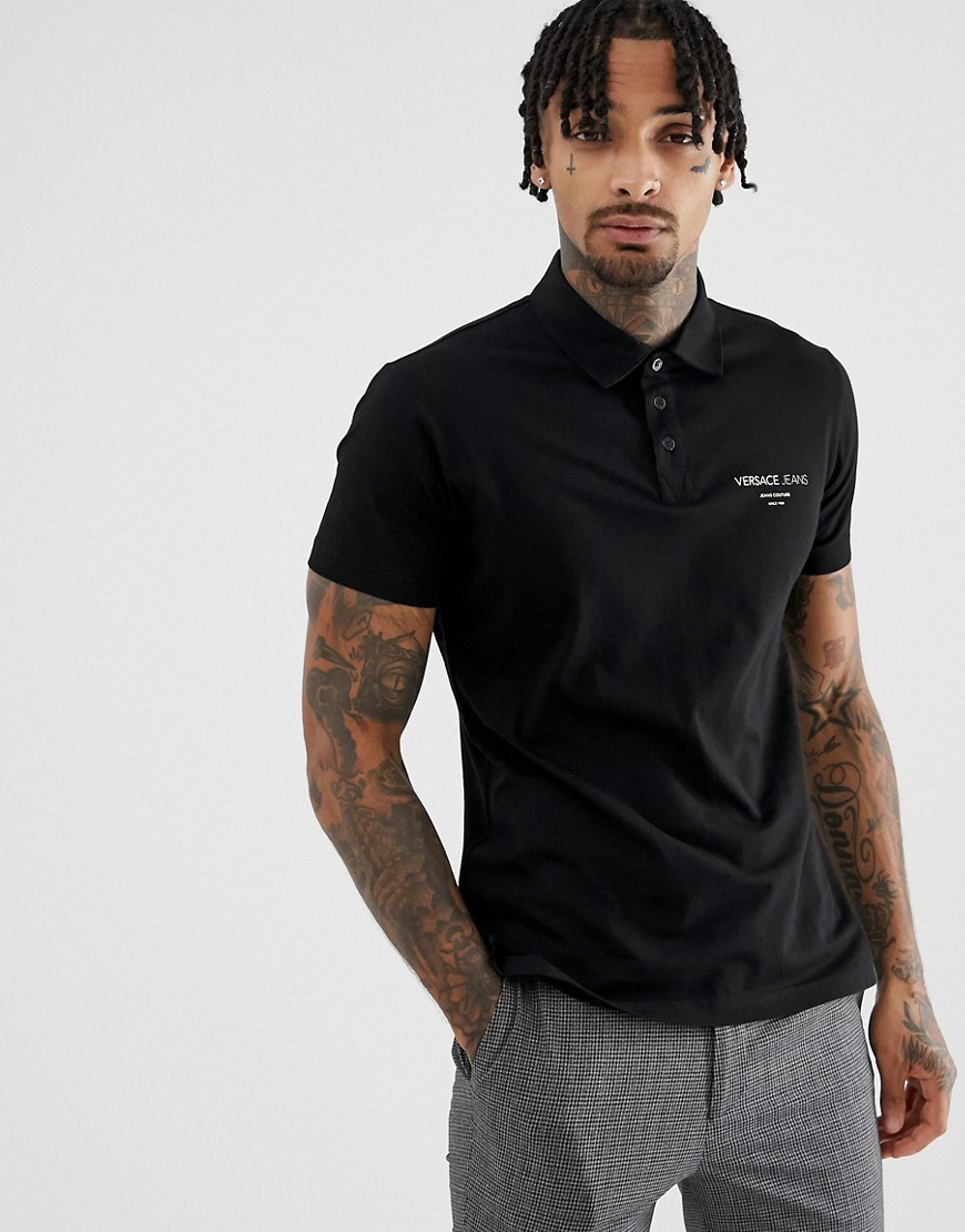 Versace Jeans polo shirt with chest logo-Black