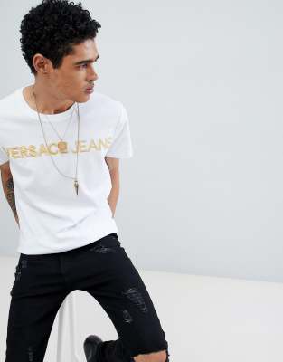 versace t shirt white and gold