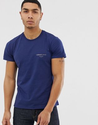 Versace Jeans - T-shirt met logo op de borst in blauw