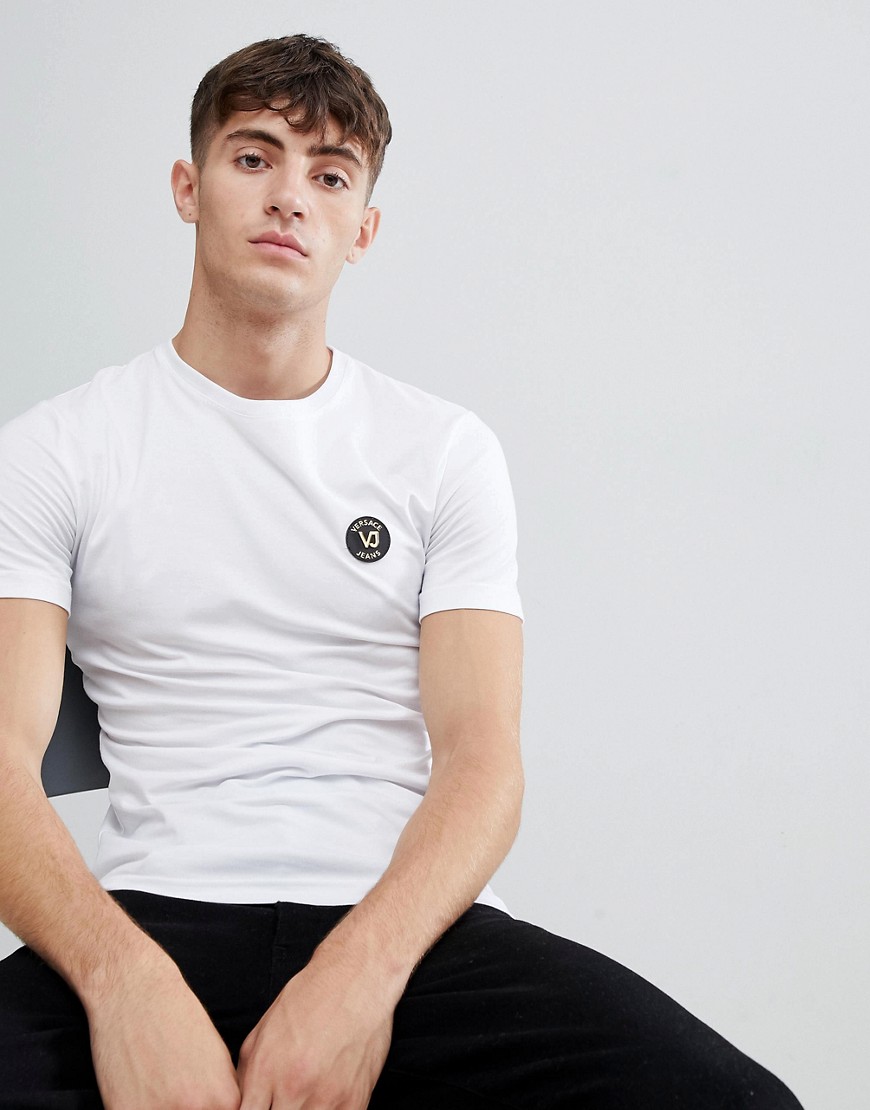 Versace Jeans - Wit T-shirt met logo op de borst-Zwart