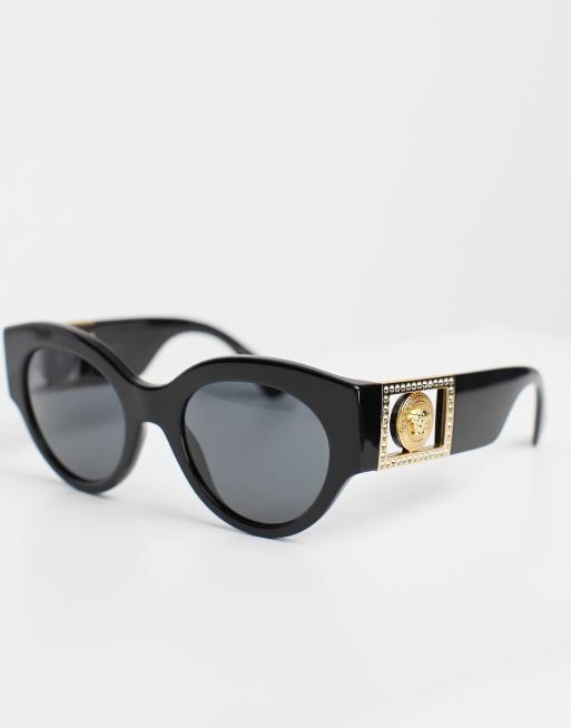 Versace Lunettes de soleil rondes oversize Noir ASOS