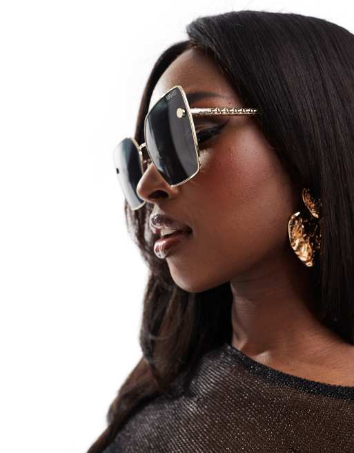 Black and gold square sunglasses hotsell