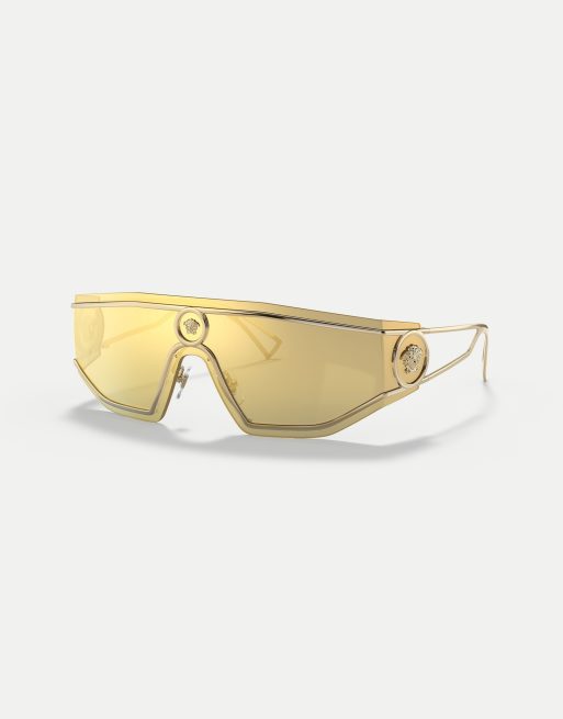 Versace - Occhiali da sole irregolari color oro con lenti a specchio oro
