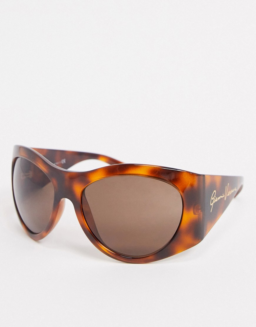 Versace - Oversized ronde zonnebril in tortoise 0VE4392-Bruin